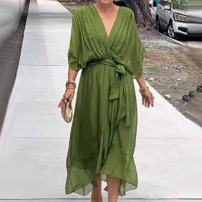 Robe Femme Élégante Décolleté en V Taille Cintrée - PanierRoyale