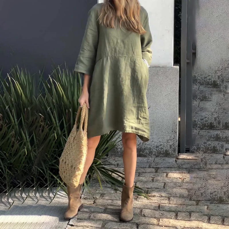 Robe Décontractée Chic avec Poches Taille Relaxe