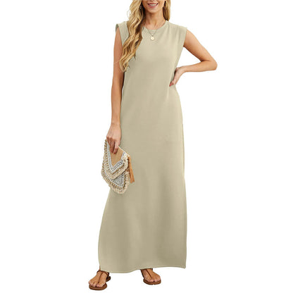 Robe Longue Femme Sans Manches Coupe Fluide