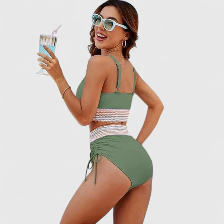 Bikini Deux Pièces Femme Crochet Liens Latéraux Col V Halter