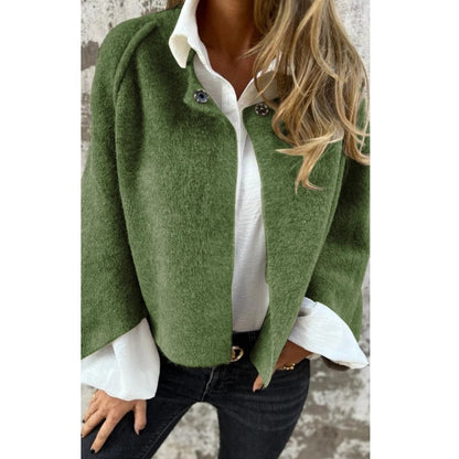 Manteau Femme Court en Cachemire Doux avec Capuche et Fermeture Éclair