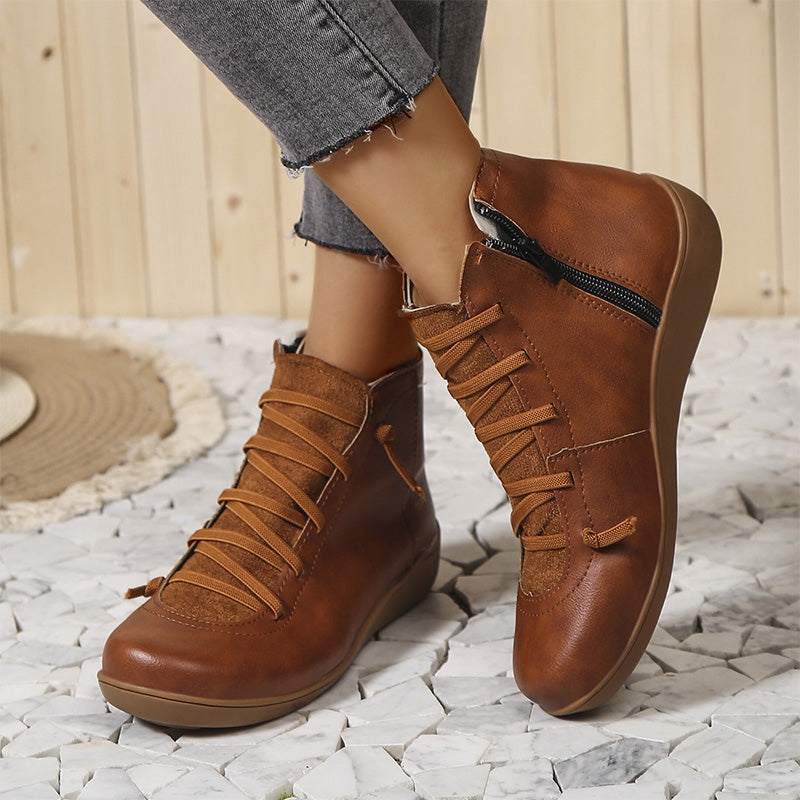 Bottes en Cuir Brun avec Fermeture Éclair - PanierRoyale