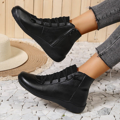 Bottes en Cuir Brun avec Fermeture Éclair