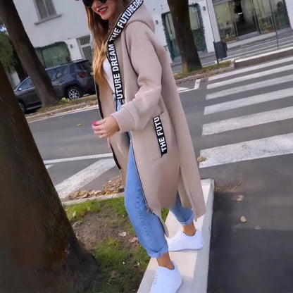 Manteau long Femme Capuche Style Sweat Coupe Ample Confortable