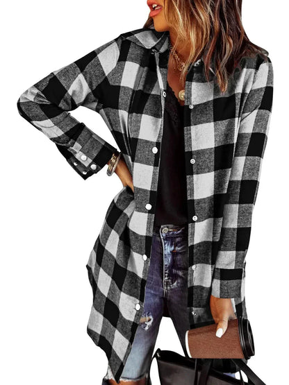 Surchemise Femme Coton Coupe Longue Style Casual