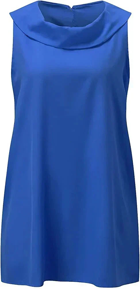 Robe Femme Coton Lin Col Montant Coupe Fluide Manches Courtes