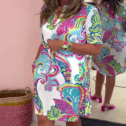 Robe Femme Imprimée Col en V Coupe Ajustée