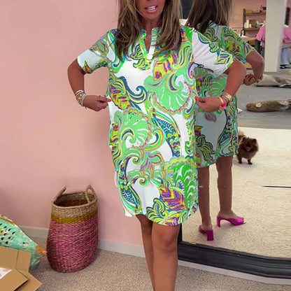 Robe Femme Imprimée Col en V Coupe Ajustée