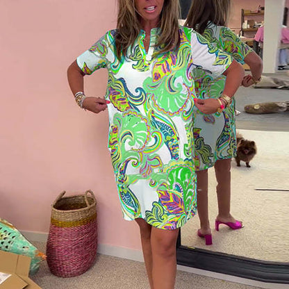 Robe Femme Imprimée Col en V Coupe Ajustée