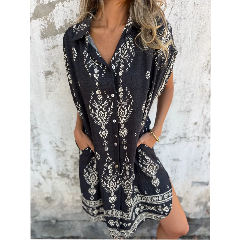 Robe Femme Fluide Imprimée Coupe Ample Poches - PanierRoyale