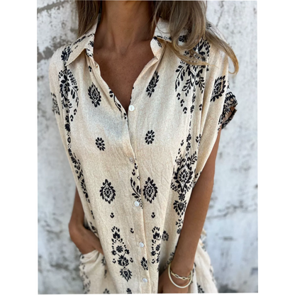 Robe Femme Fluide Imprimée Coupe Ample Poches