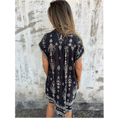 Robe Femme Fluide Imprimée Coupe Ample Poches