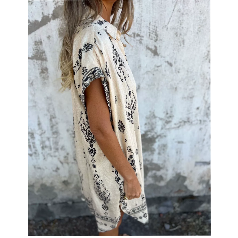 Robe Femme Fluide Imprimée Coupe Ample Poches