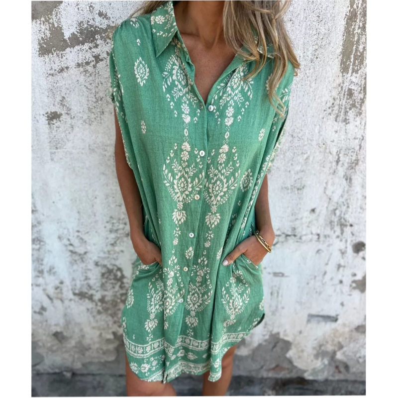 Robe Femme Fluide Imprimée Coupe Ample Poches