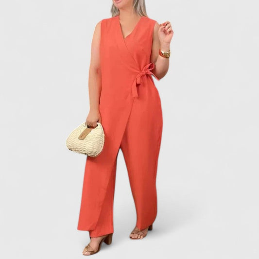 Combinaison femme sans manches avec ceinture taille - BerlinGlamour