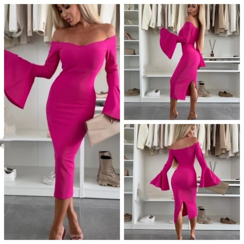 Robe Femme Coupe Ajustée Manches Évasées Élégante - PanierRoyale