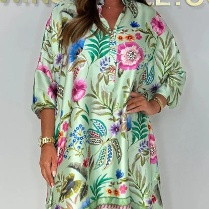 Robe Femme Fluide Col en V Décontractée Motif Floral - PanierRoyale