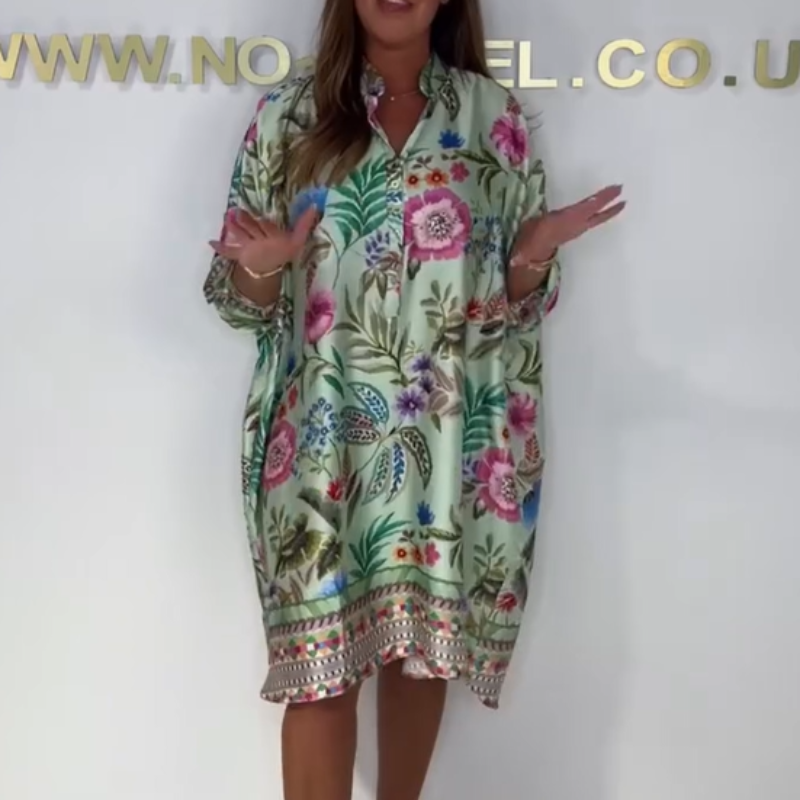 Robe Femme Fluide Col en V Décontractée Motif Floral