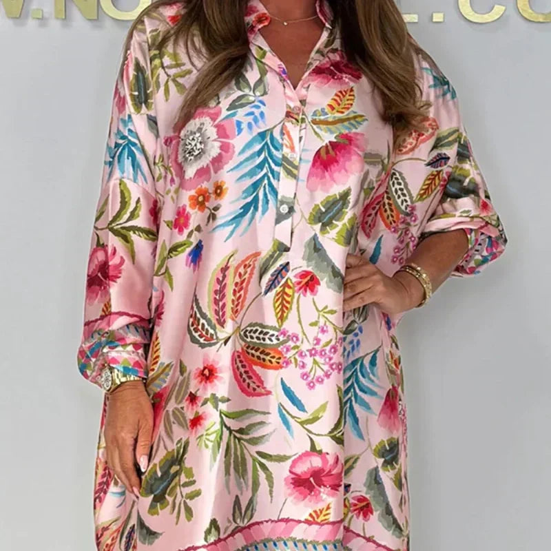 Robe Femme Fluide Col en V Décontractée Motif Floral