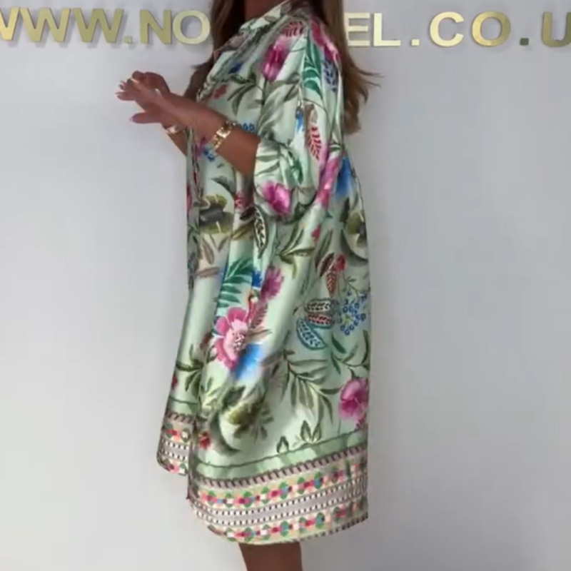 Robe Femme Fluide Col en V Décontractée Motif Floral