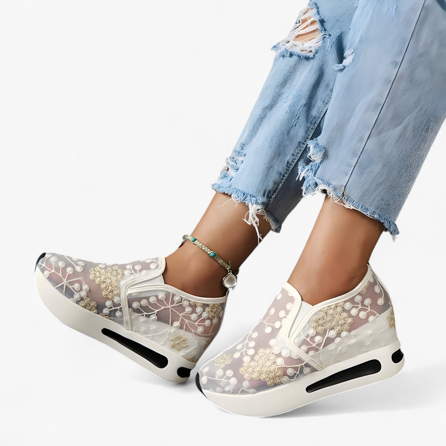 Baskets Femmes Confortables à Lacets avec Semelle Amortie