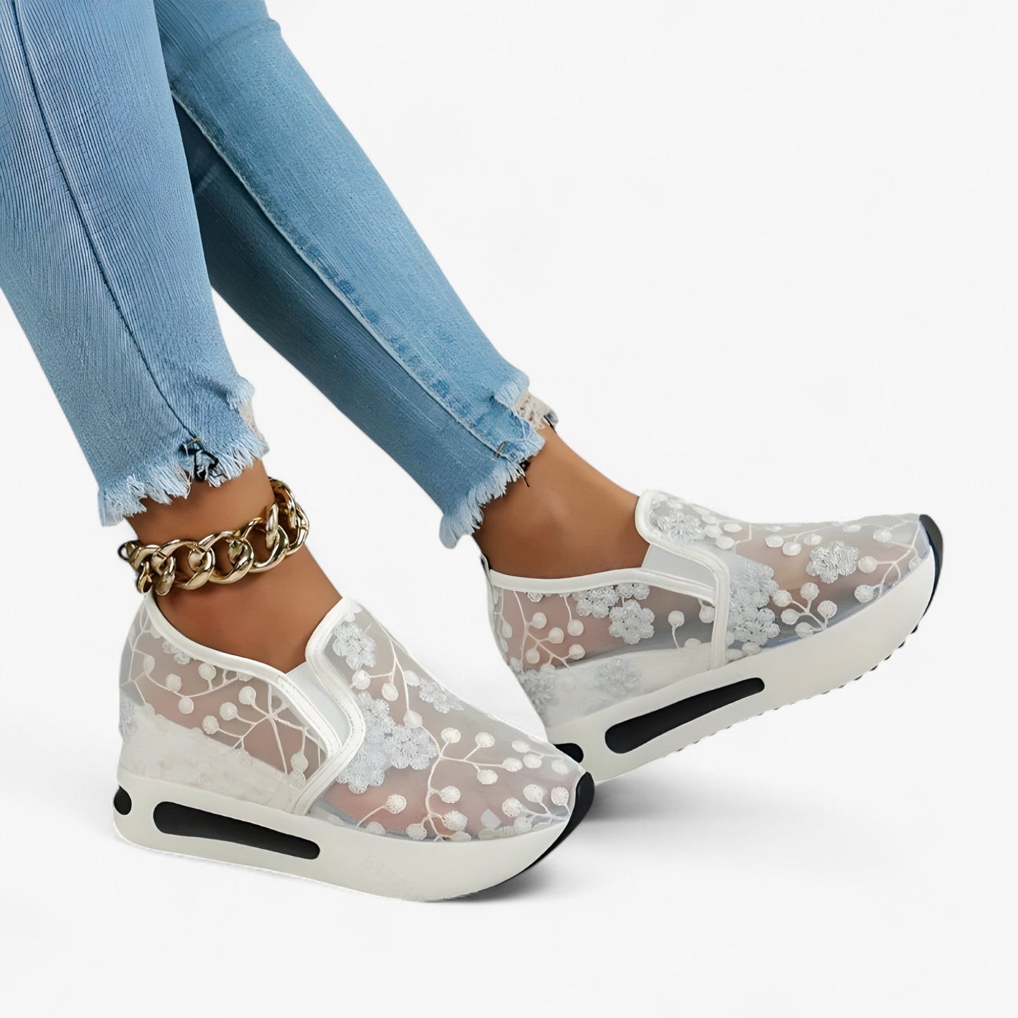 Baskets Femmes Confortables à Lacets avec Semelle Amortie