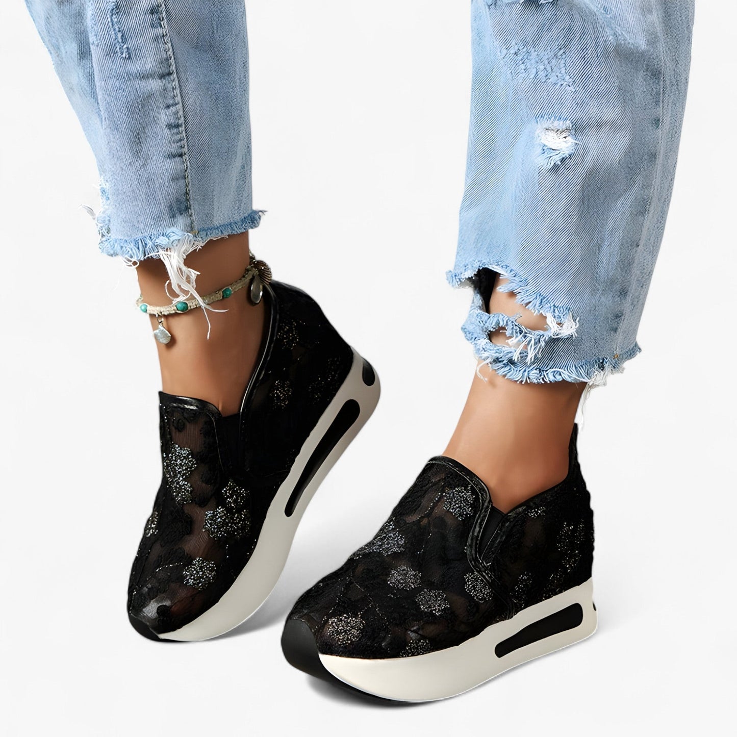Baskets Femmes Confortables à Lacets avec Semelle Amortie