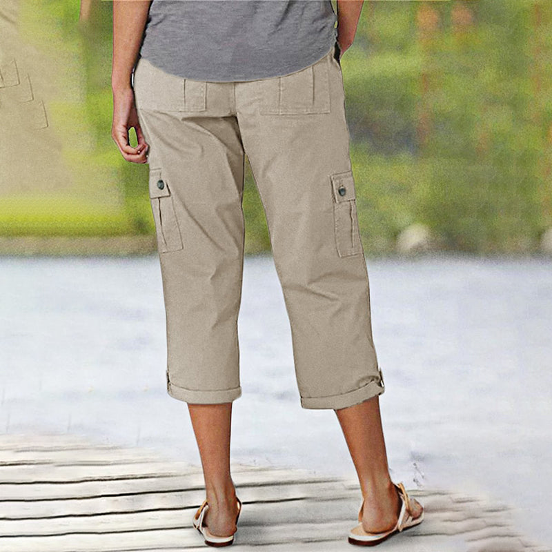 Pantalon Cargo Femme Coton Poches Multiples Coupe Décontractée