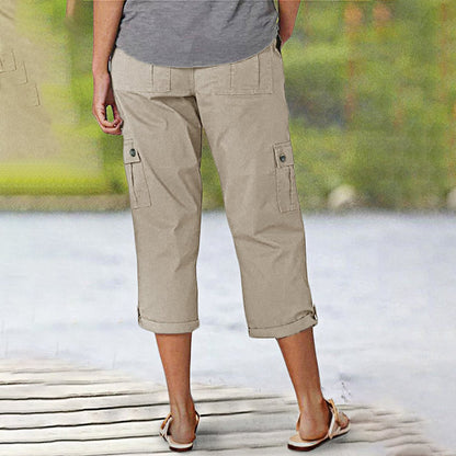 Pantalon Cargo Femme Coton Poches Multiples Coupe Décontractée