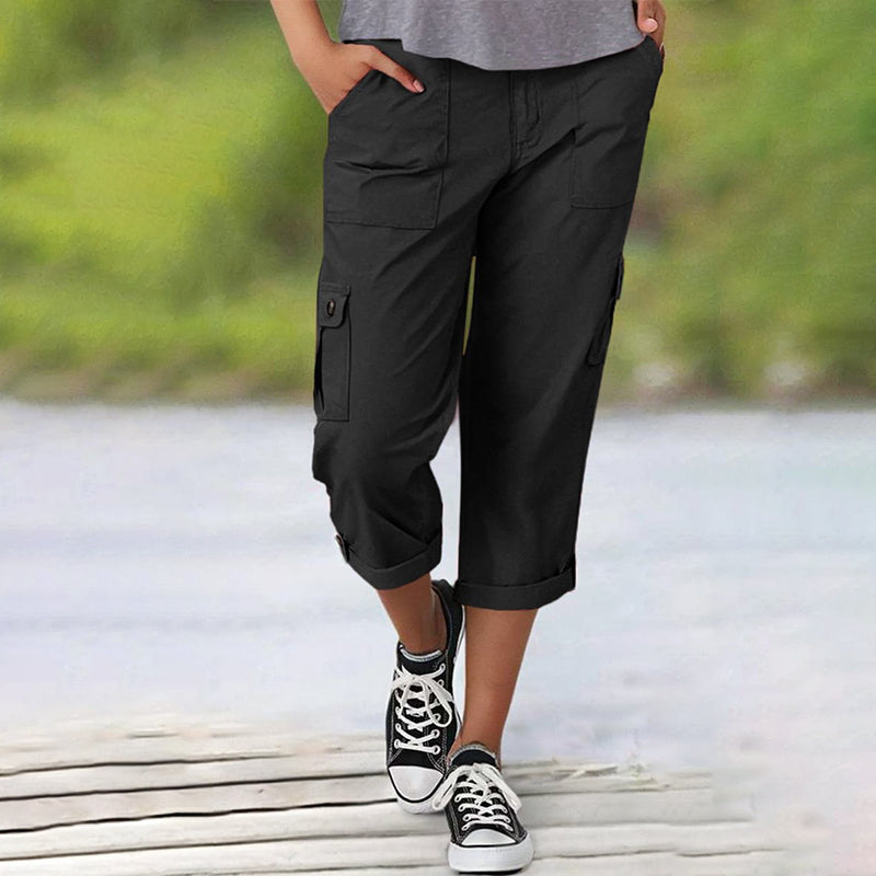Pantalon Cargo Femme Coton Poches Multiples Coupe Décontractée
