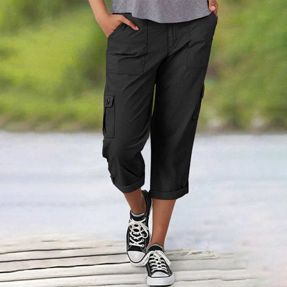Pantalon Cargo Femme Coton Poches Multiples Coupe Décontractée