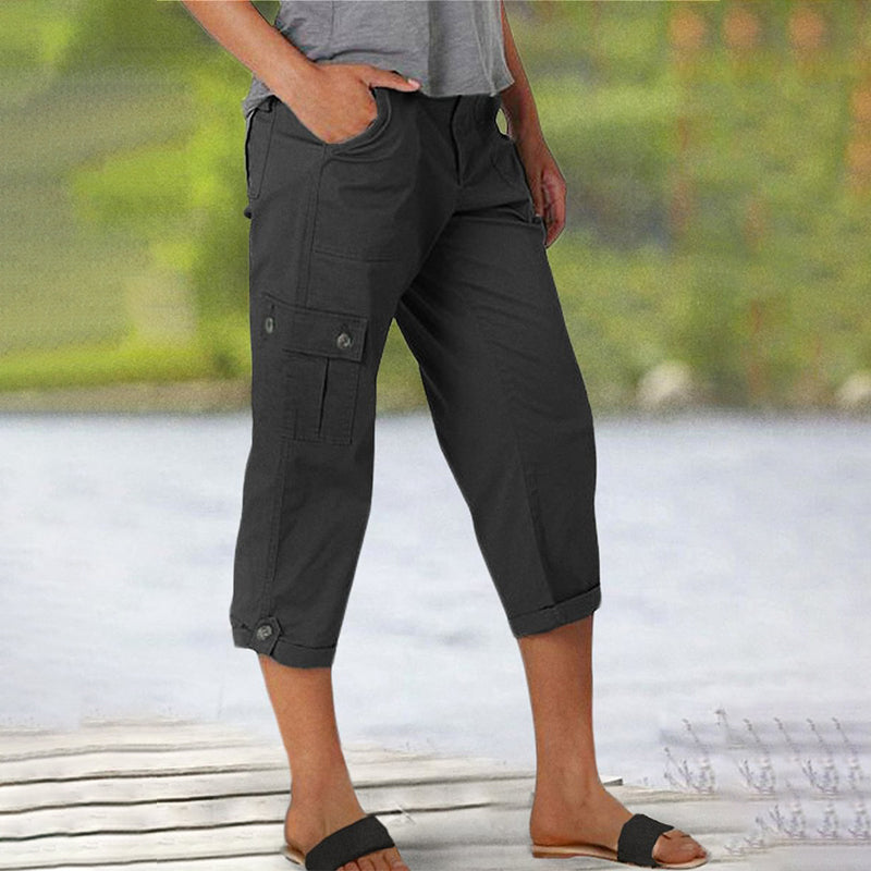 Pantalon Cargo Femme Coton Poches Multiples Coupe Décontractée