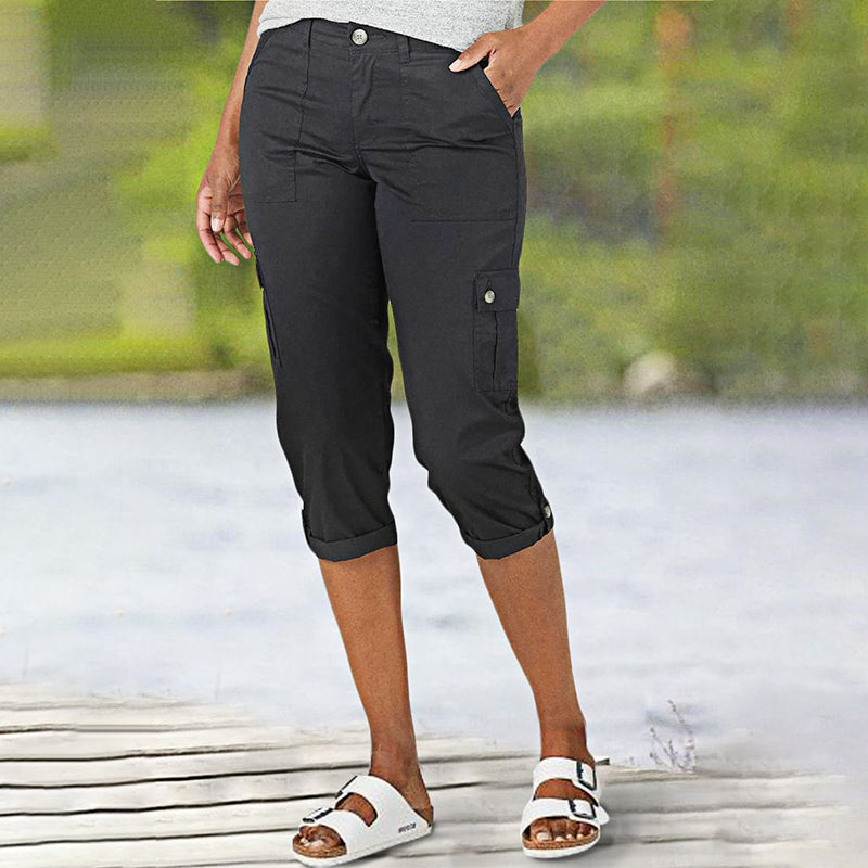 Pantalon Cargo Femme Coton Poches Multiples Coupe Décontractée