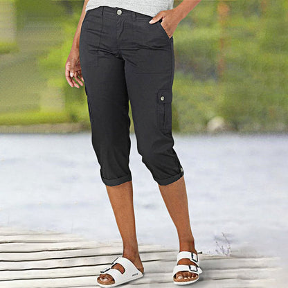 Pantalon Cargo Femme Coton Poches Multiples Coupe Décontractée