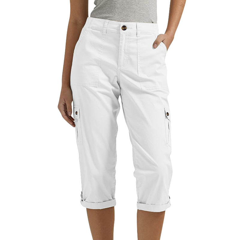 Pantalon Cargo Femme Coton Poches Multiples Coupe Décontractée