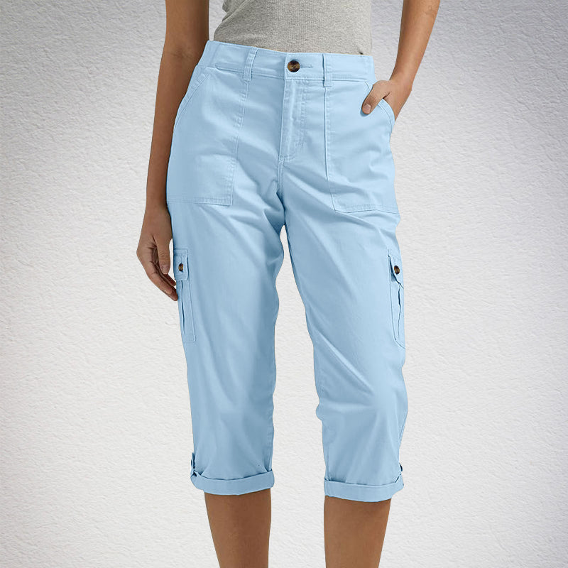Pantalon Cargo Femme Coton Poches Multiples Coupe Décontractée