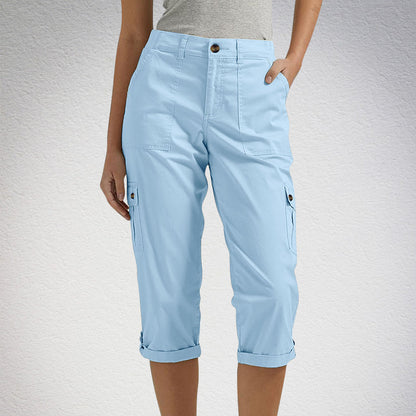 Pantalon Cargo Femme Coton Poches Multiples Coupe Décontractée