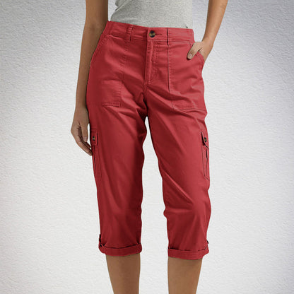 Pantalon Cargo Femme Coton Poches Multiples Coupe Décontractée