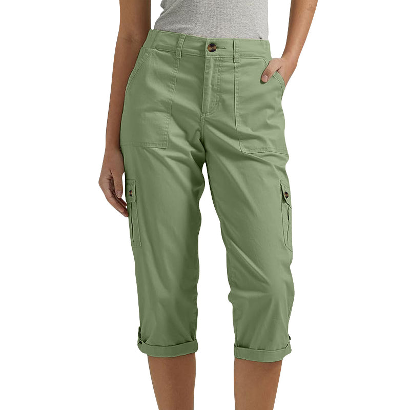 Pantalon Cargo Femme Coton Poches Multiples Coupe Décontractée