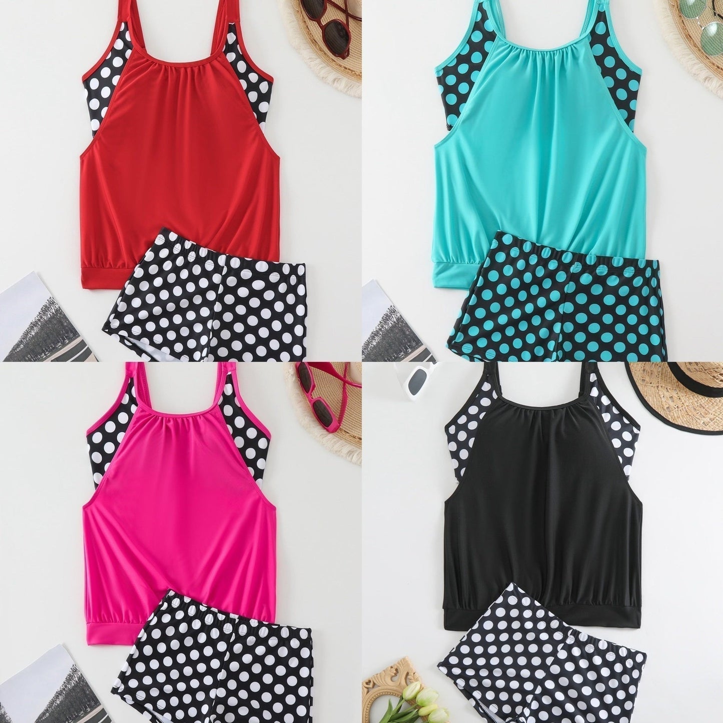 Maillot de bain Femme Deux pièces Taille haute Coupe rétro