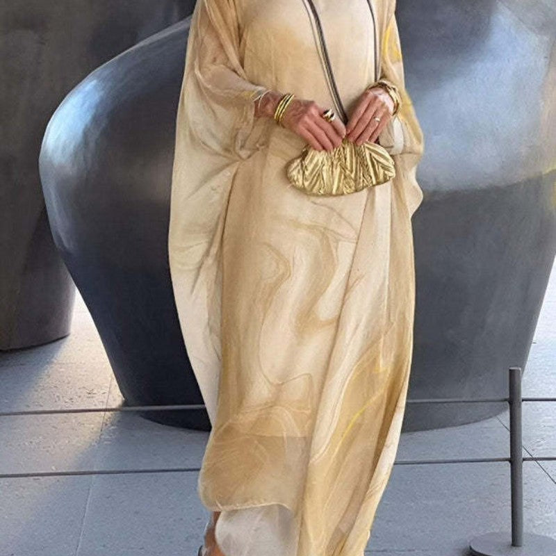 Robe Longue Femme en Chiffon Fluide Coupe Ample
