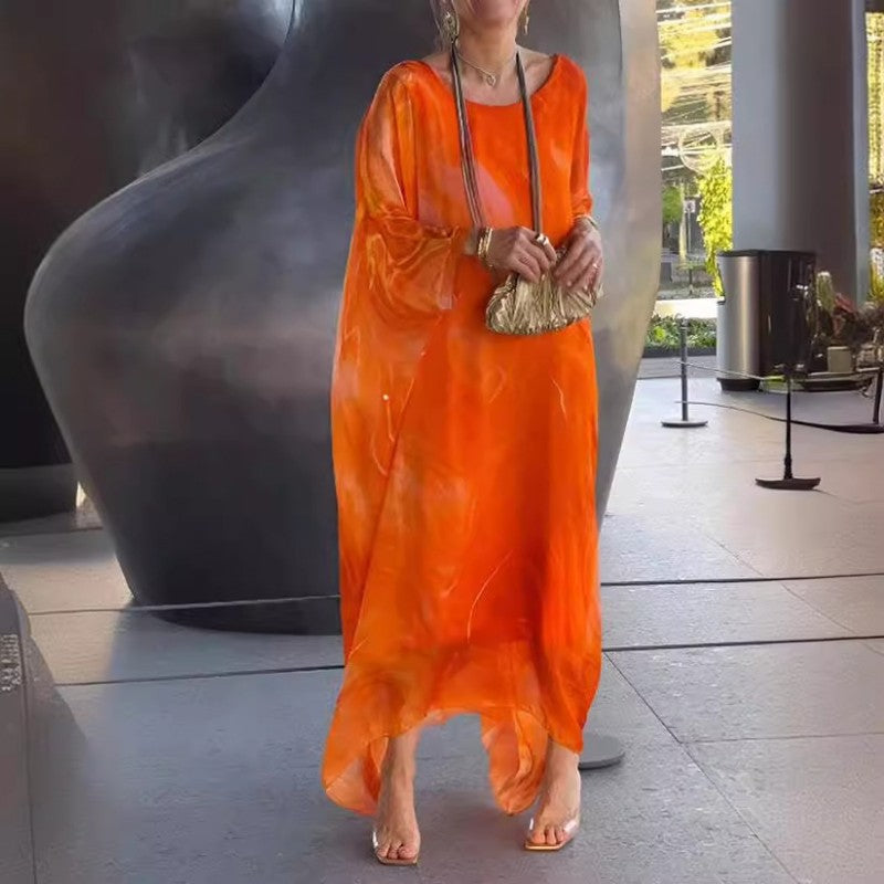 Robe Longue Femme en Chiffon Fluide Coupe Ample