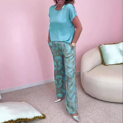 Ensemble Femme et Pantalon Large Imprimé Coupe Ample