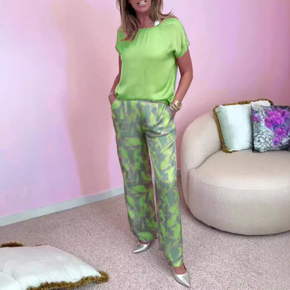 Ensemble Femme et Pantalon Large Imprimé Coupe Ample - PanierRoyale