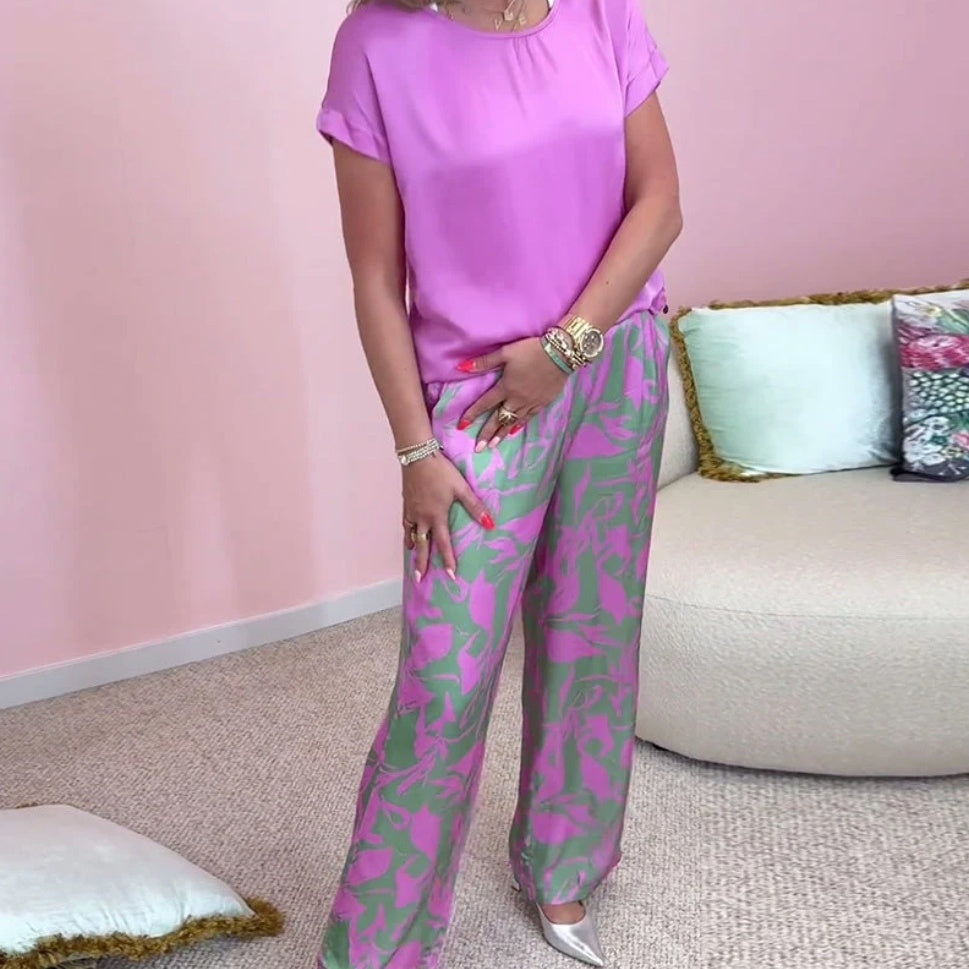 Ensemble Femme et Pantalon Large Imprimé Coupe Ample