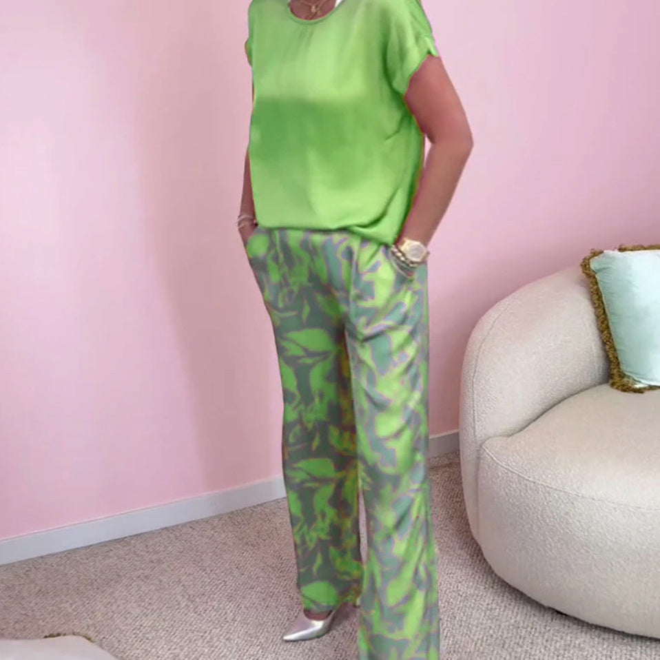 Ensemble Femme et Pantalon Large Imprimé Coupe Ample