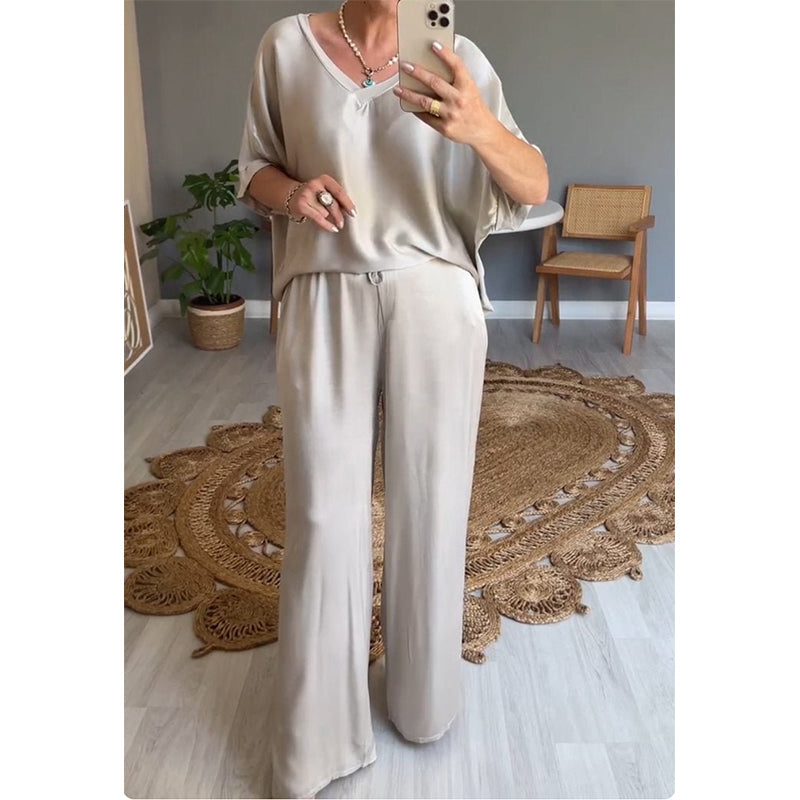 Ensemble Femme Satin Coupe Ample Taille Elastique