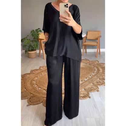 Ensemble Femme Satin Coupe Ample Taille Elastique