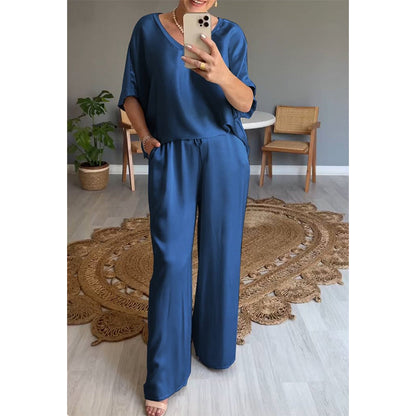 Ensemble Femme Satin Coupe Ample Taille Elastique