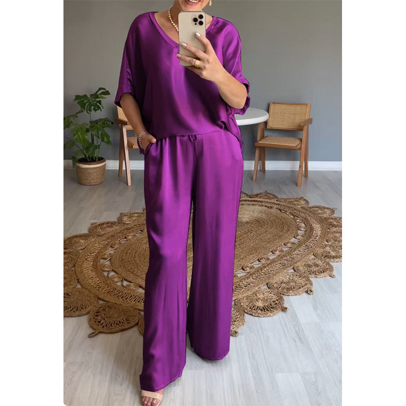 Ensemble Femme Satin Coupe Ample Taille Elastique - PanierRoyale
